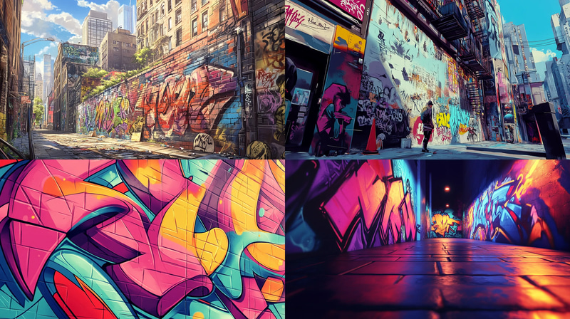 Rotating Graffiti Wall Art - Dynamic Interactive Urban Street Art for Creators and Public Spaces