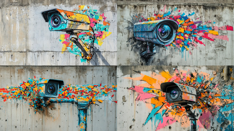Shattered Surveillance Graffiti - Urban Political Street Art for Impactful Social Commentary and Creative Projects