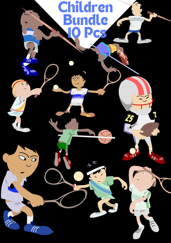 10 Playful Kids Children Clipart Bundle - Whimsical Educational Illustrations for Kids' Learning & Creative Projects 2025-2026