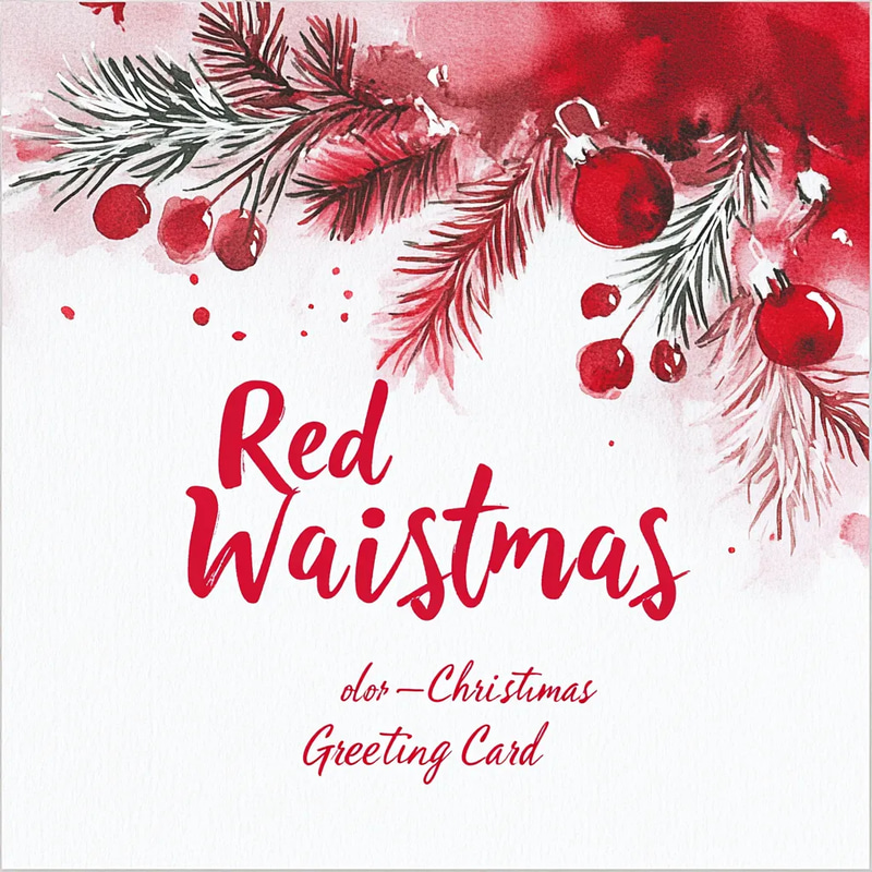 Red Watercolor Christmas Greeting Card by FrostNest Lab - Artistic Holiday Invitation for Warm Seasonal Wishes