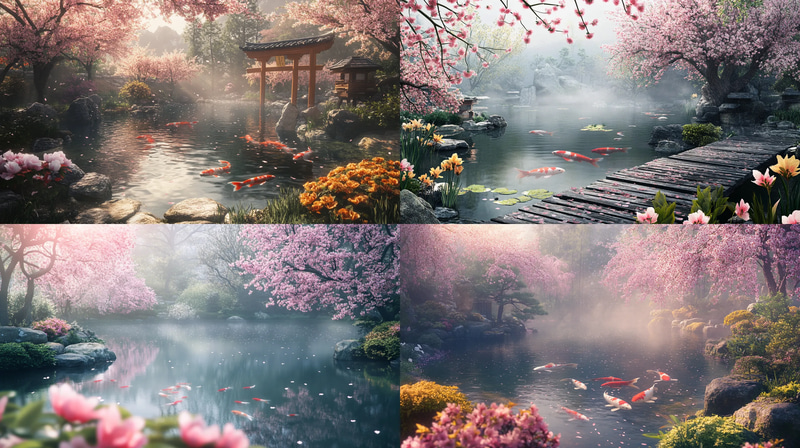 Dawn Mist - Serene Zen Spring Garden - Tranquil Digital Seasonal Environment Art for Creators and Designers