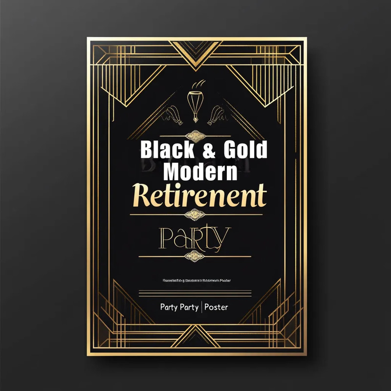 Black & Gold Modern Retirement Party Poster - Elegant Celebration Invitation for Milestone Events and Professional Announcements
