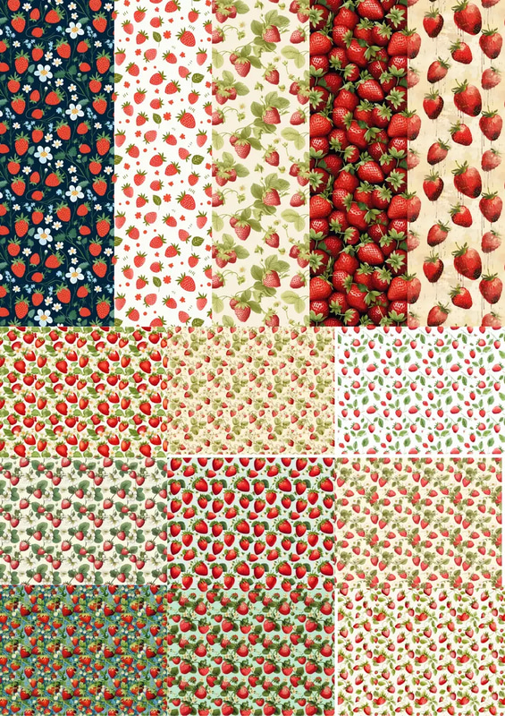 Strawberry Field Daydream Patterns - Handcrafted Nature-Inspired Animal & Botanical Prints for Creative Designs