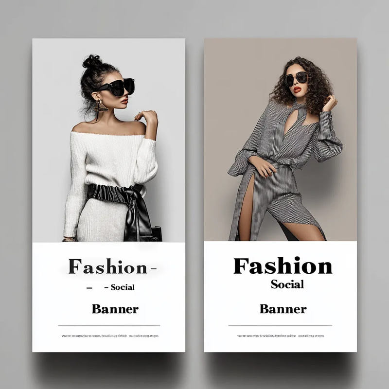 Fashion Social Media Banner Set - Trendy Multi-Platform Ad Templates for Fashion Brands and Marketers