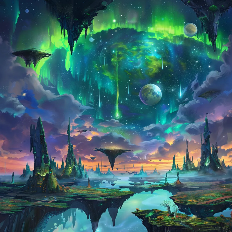 Radiance Expanse Xenoplanetary Vista Concept - Immersive Sci-Fi Environment Concept Art for Creators and Designers