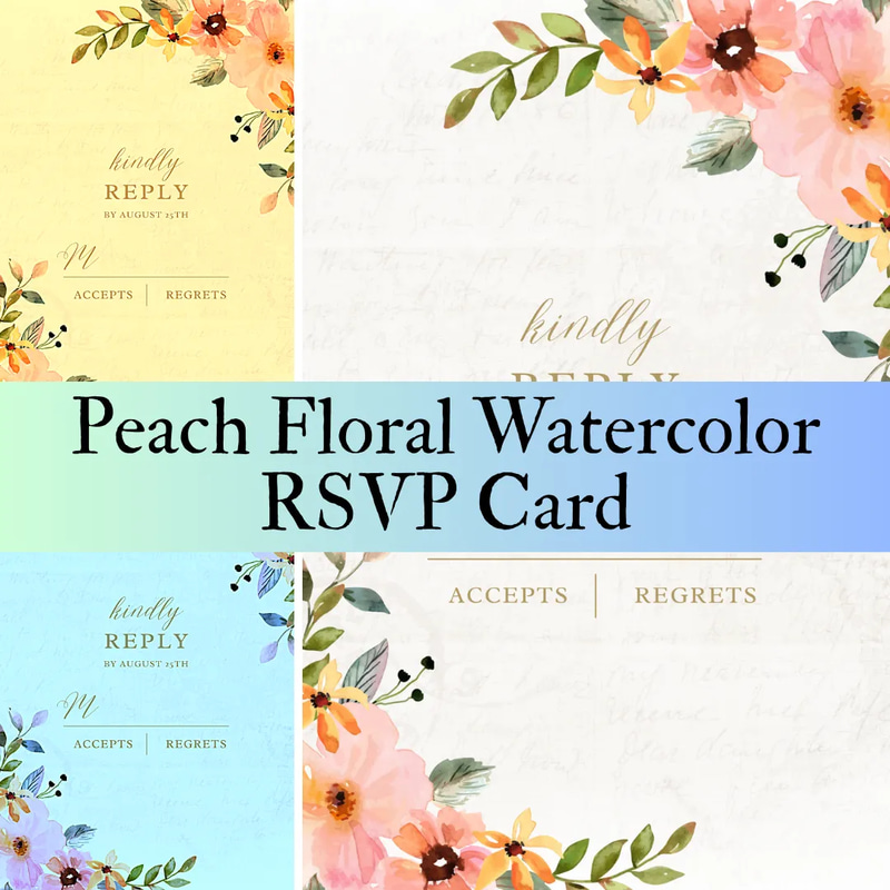 Peach Floral Watercolor RSVP Card - Elegant Business & Event Invitation Templates for Professional Communication