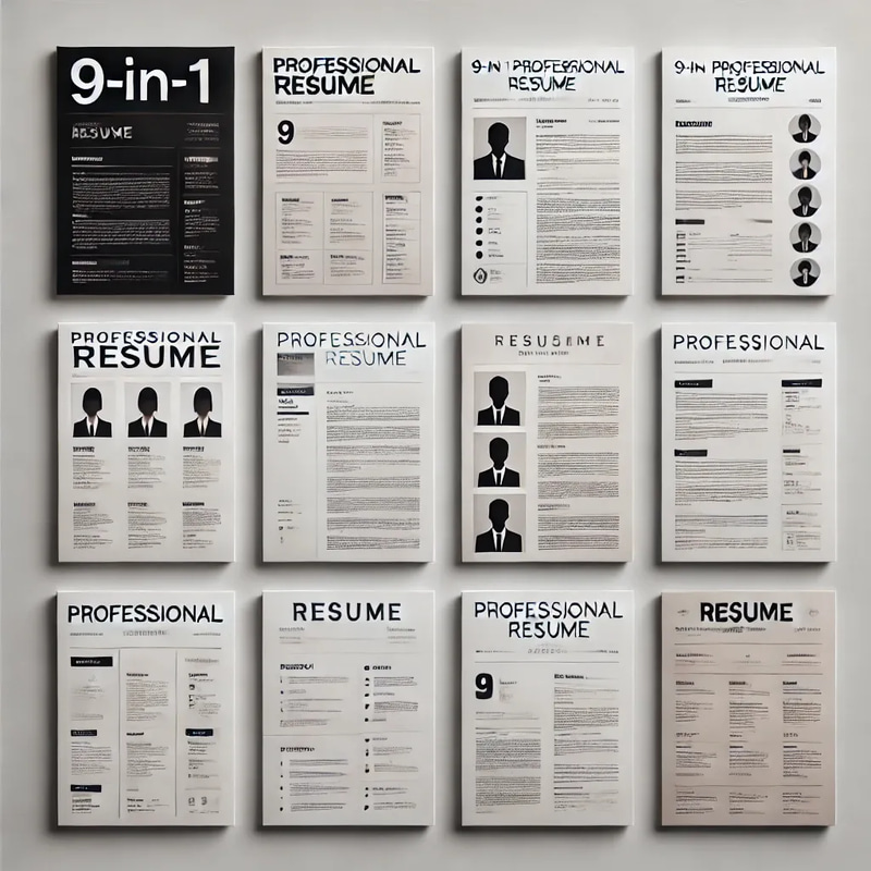 9-in-1 Professional Resume - A4-US Templates Bundle - Sleek Business CV Designs for Career Growth and Hiring Success
