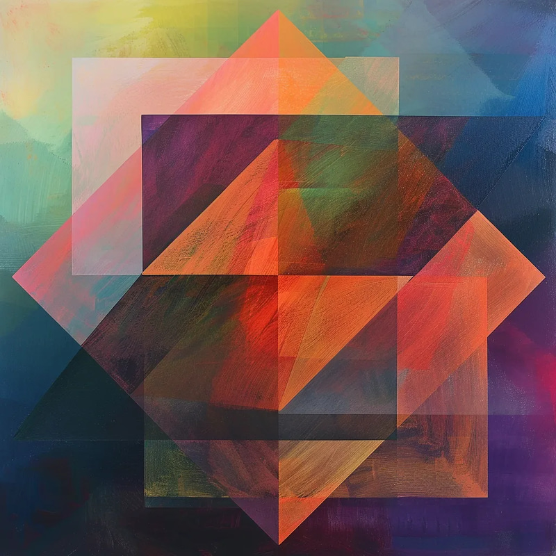 Geometric Abstract - Soft Layered Shapes - Serene Geometric Abstraction Art for Contemporary Creative Spaces