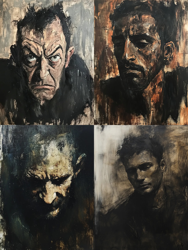 Dark Muted Expressionistic Portrait of a Man - Moody Expressionistic Portrait Art for Creative and Emotional Visuals