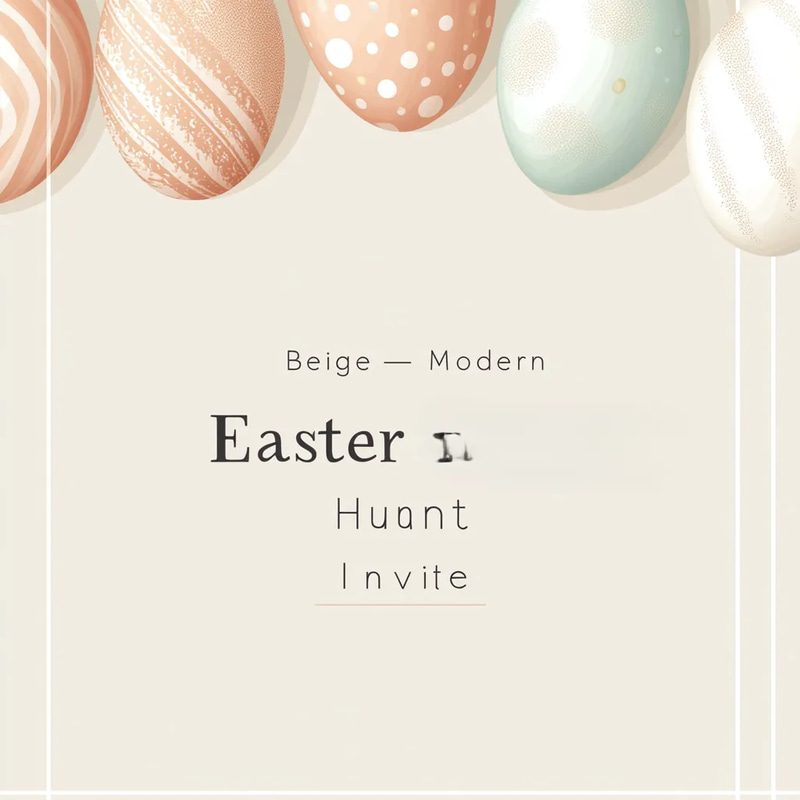 Beige Modern Easter Egg Hunt Invite - Elegant Spring Celebration Invitation for Personal and Event Use