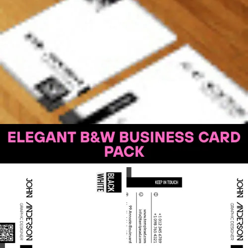 Elegant B&W Business Card Pack - Sleek Monochrome Templates for Professional Branding and Commercial Use