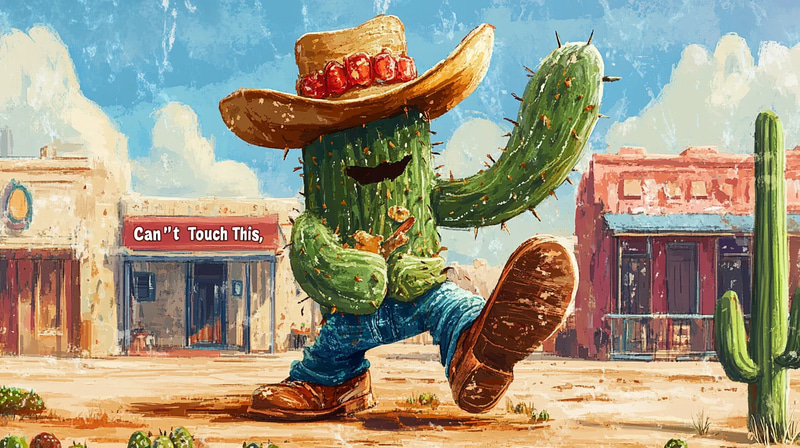 Quirky Cactus Character - Playful Wall Art - Whimsical Humor for Creative Home and Office Decor