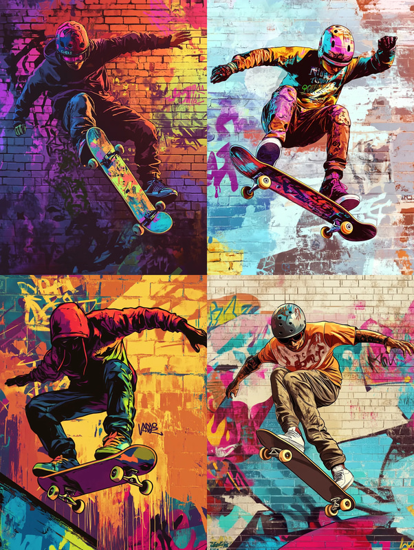 Daring Skateboarder Graffiti Art - Urban Street Style Character Graffiti for Dynamic Visual Impact