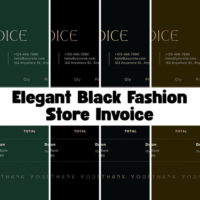 Elegant Black Fashion Store Invoice - Sleek Commercial Invoice Template for Business & Office Use
