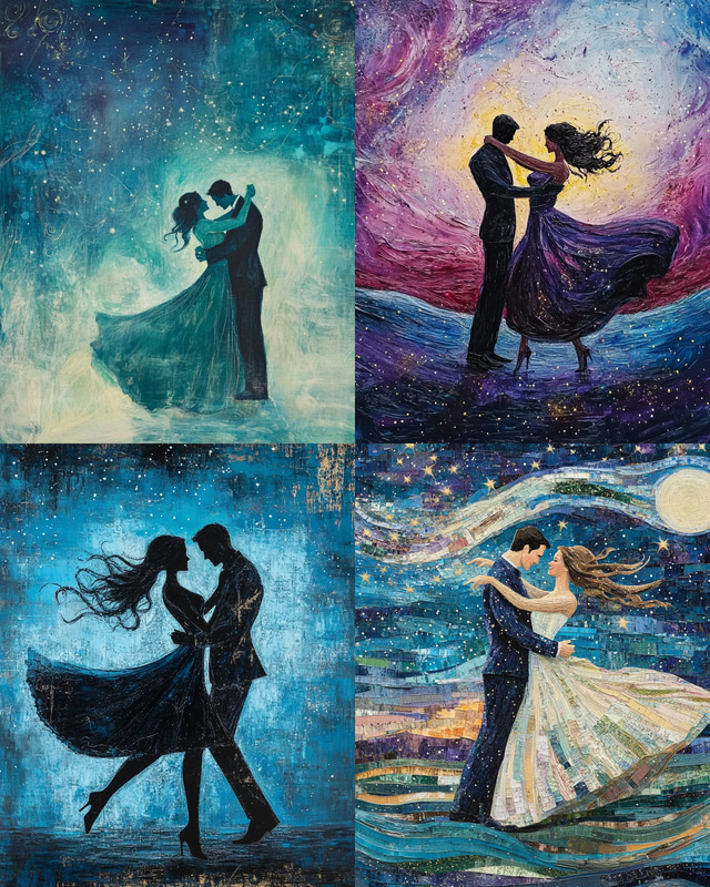 Dancing Couple Under the Stars - Elegant Figurative Wall Art for Timeless Home Decor and Creative Spaces