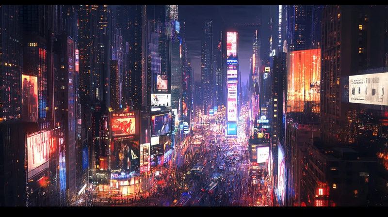 Skyline Pulse Towering Metropolis - Immersive Digital Urban Environment Art for Creative Projects and Visual Storytelling