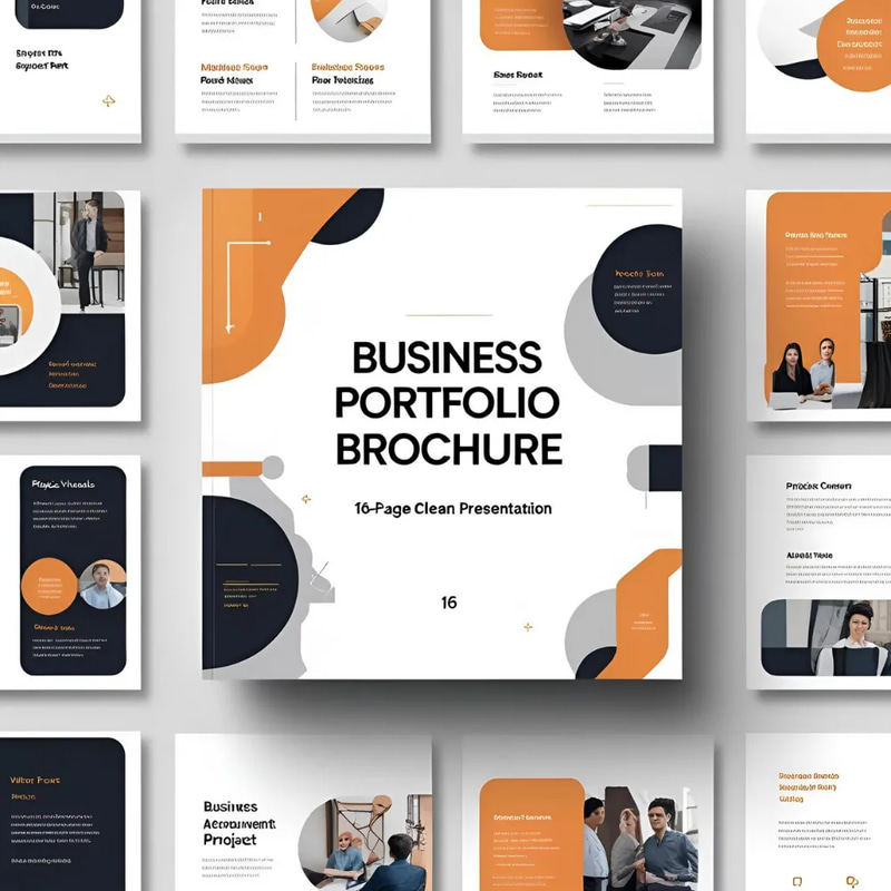 Business Portfolio Brochure - 16-Page Clean Presentation - Professional Marketing Template for Impactful Client Presentations and Brand Growth