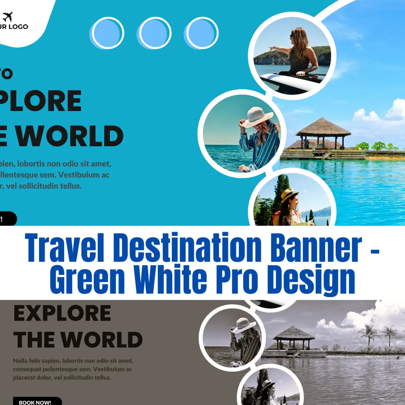 Travel Destination Banner Green White Pro Design - Sleek Marketing Template for Professional Campaigns and Brand Promotion