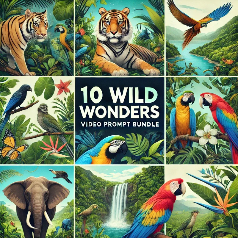 10 Wild Wonders Video Prompt Bundle - Cinematic AI Video Prompts for Creative Filmmakers and Content Creators