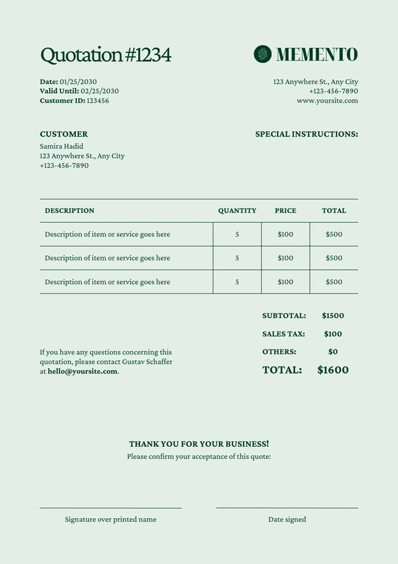 Elegant Mint Emerald Price Quote Design - Professional Business & Office Template for Clear, Polished Proposals