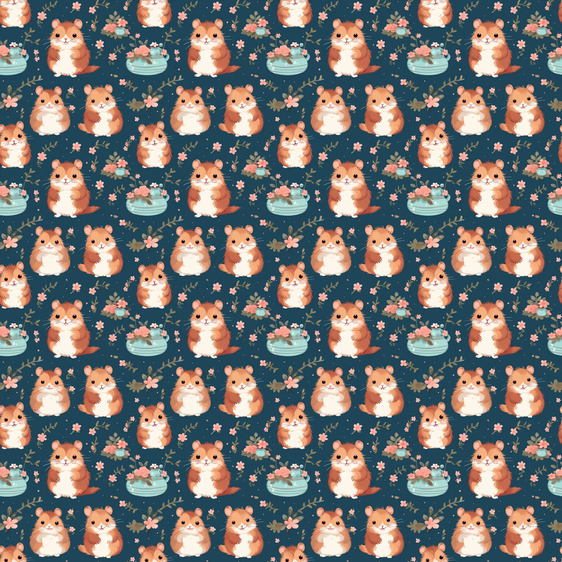 Chibi Hamster Haven Patterns - Playful Anime-Inspired Digital Patterns for Creative Projects and Printables