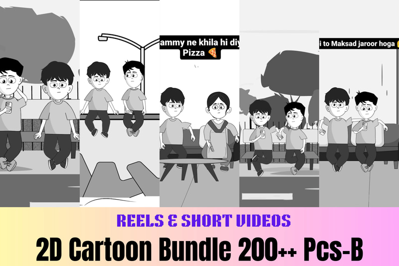 200+ Giggle Grid Reels - 2D Comedy Gold - Entertaining Short-Form Videos for Social & Creative Content