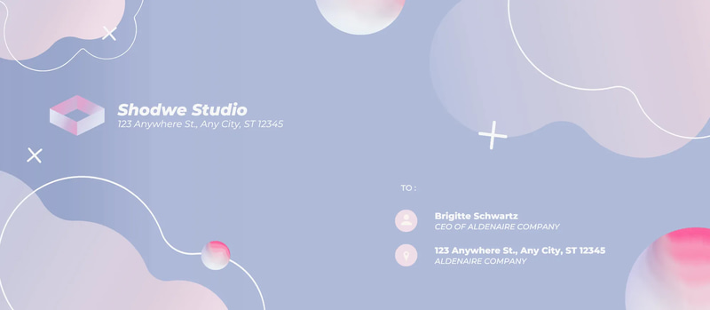 Abstract Studio Envelope - Pink Blue Gradient - Sleek Business Envelope Template for Professional Stationery and Branding