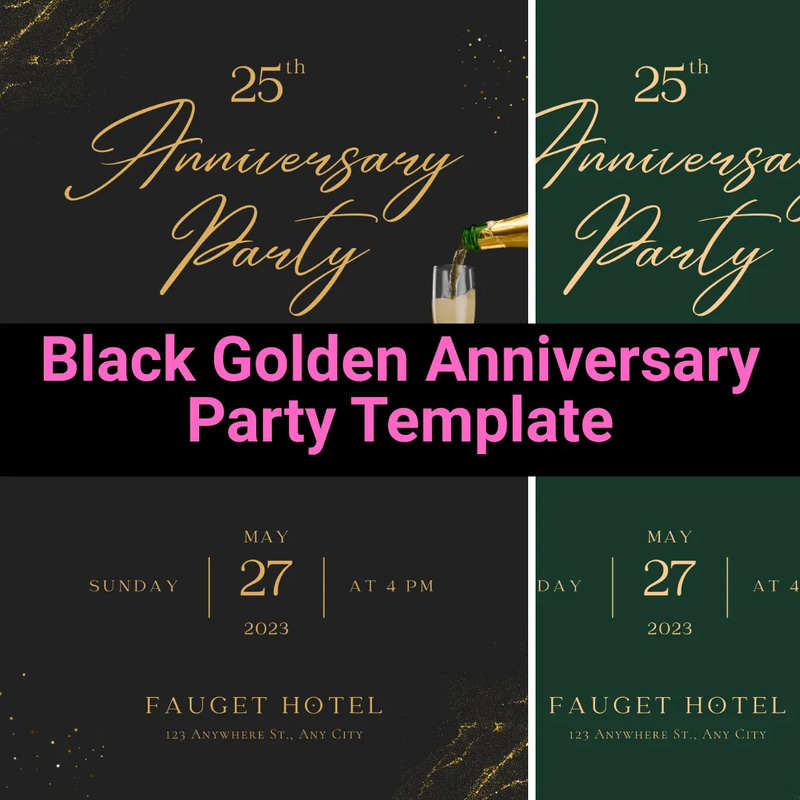 Black Golden Anniversary Party Template - Elegant Corporate Event and Social Program Presentation Designs for Professionals