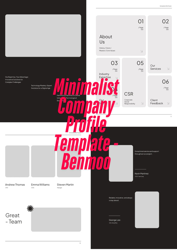 Company Profile - Minimalist Benmoo Layout - Clean Minimalist Marketing Template for Professional Brand Presentations