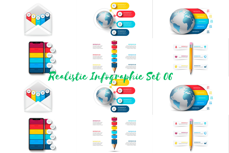 Realistic Infographic Design Set - Professional Visual Data Toolkit for Marketers and Educators