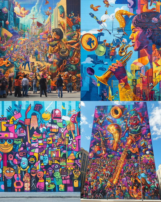 Street Festival Mural - Vibrant Urban Graffiti Art for Creative Spaces and Public Events
