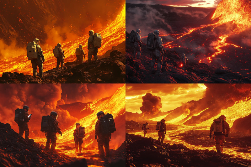 Volcanic Exoplanet with Active Eruptions - Sci-Fi Vector Illustration for Futuristic Space Art and Creative Projects