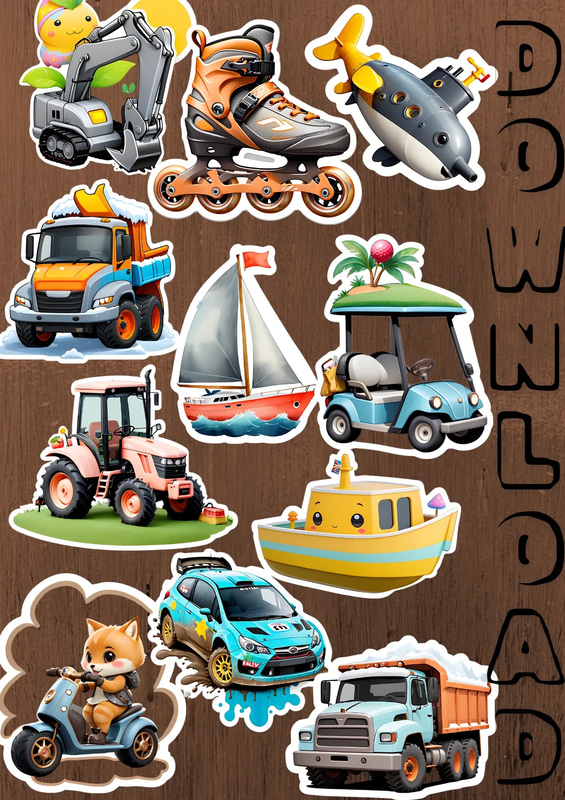 Transport Rush Sticker Bundle - Vibrant Travel & Adventure Stickers for Creative Projects and Branding