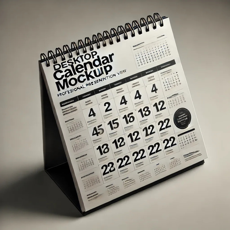 Desktop Calendar Mockup - Professional Presentation View - Sleek Design Asset for Designers and Marketers