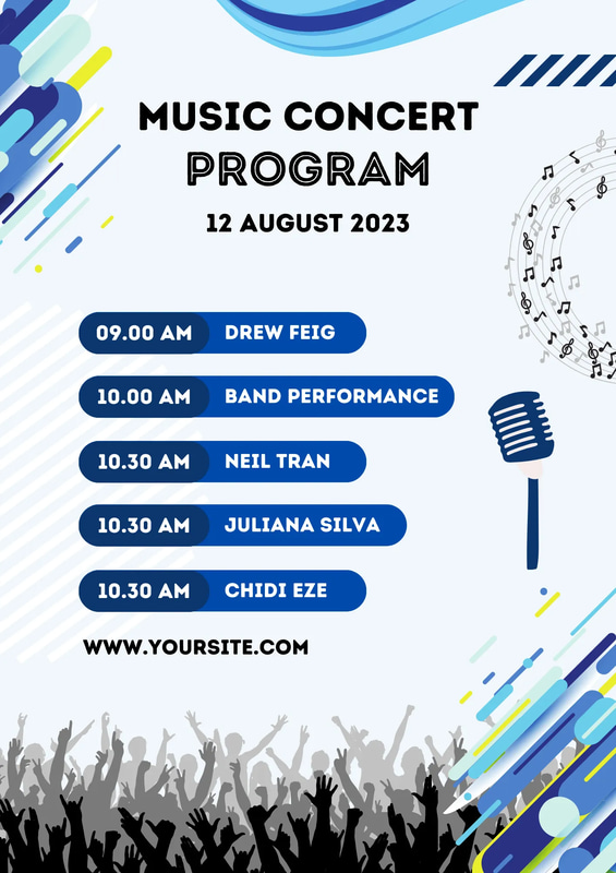 Simple Blue Concert Event Program - Streamlined Corporate & Social Event Template for Professional Presentations