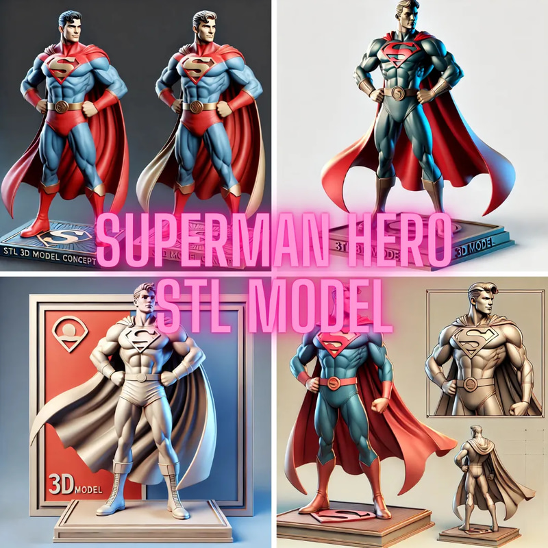 Superman Hero STL Model - High-Detail 3D Printable Figurine for Hobbyists and Collectors