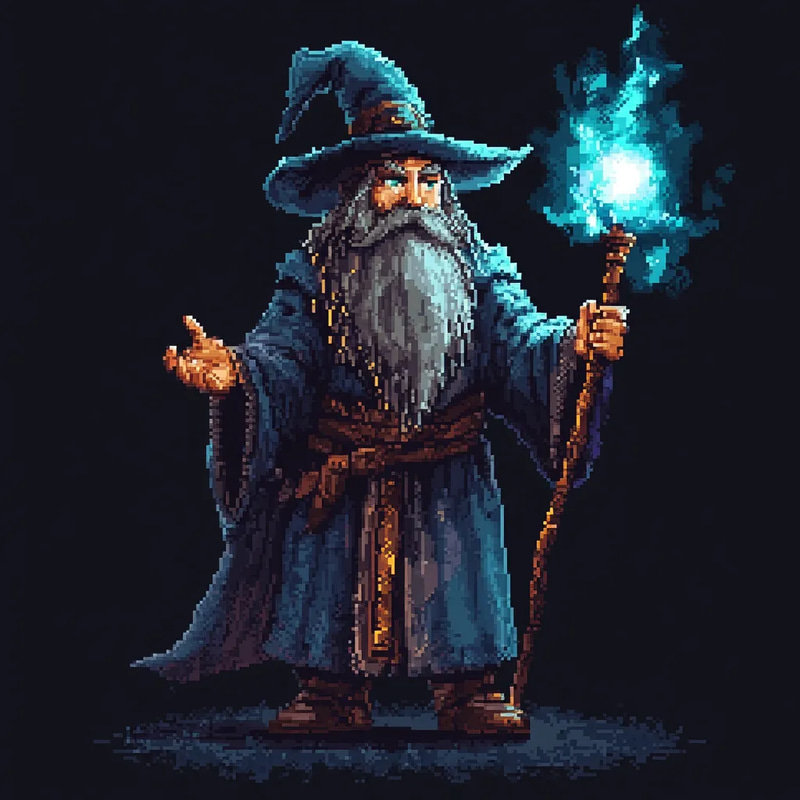 Fantasy Wizard Pixel Avatar - Vibrant Pixel Art Character for Games, Profiles, and Creative Storytelling