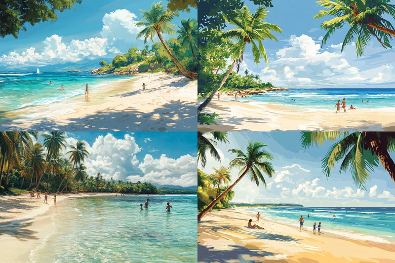 Azure Haven Summer Beach Paradise - Vibrant Digital Seasonal Environment Art for Creative Projects and Visual Storytelling