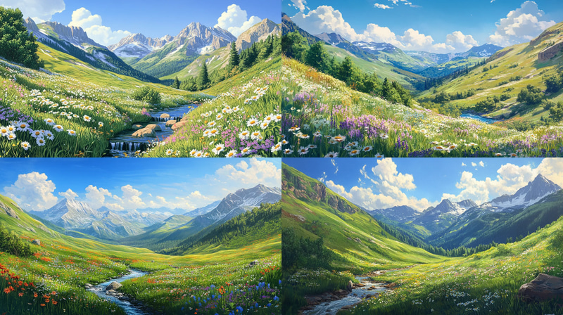 Summer Mountain View - Serene Landscape Art for Tranquil Spaces and Creative Decor