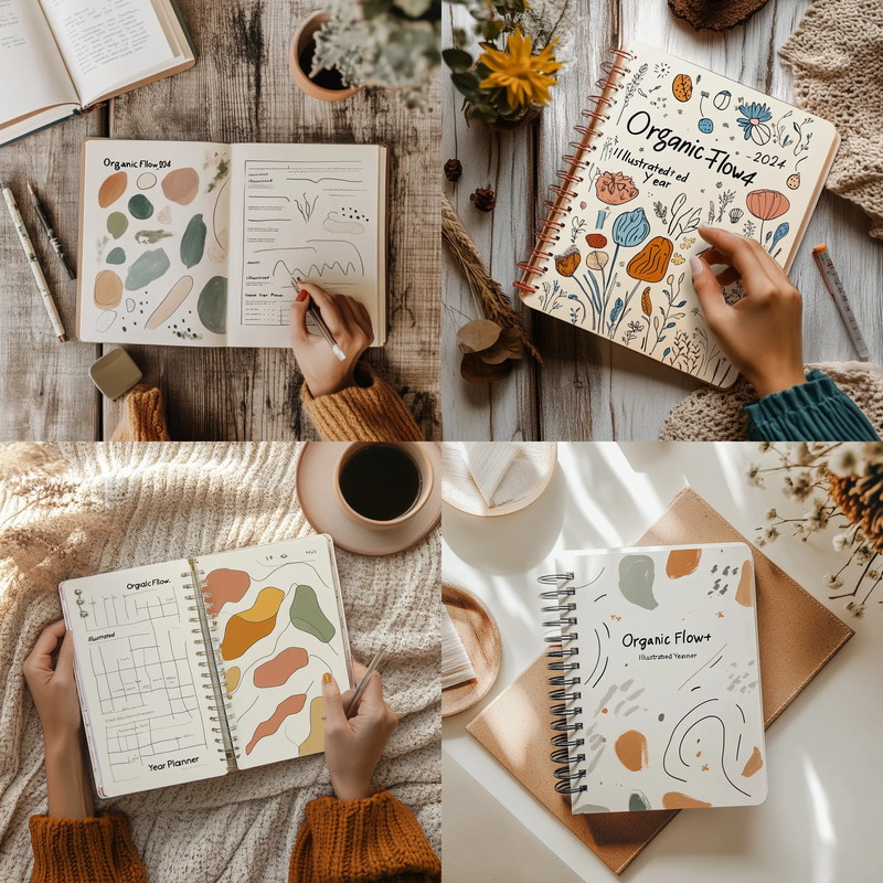 OrganicFlow 2024 Illustrated Year Planner - Elegant Yearly & Long-Term Planning for Creatives and Professionals