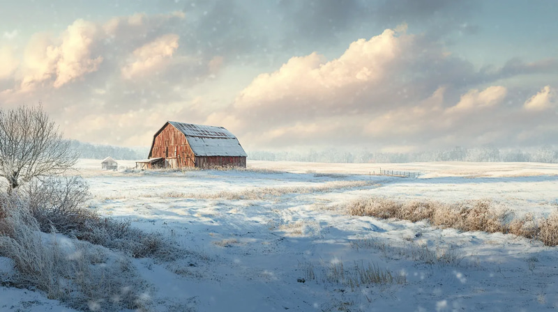 Winter Countryside - Serene Landscape Art for Cozy Seasonal Decor and Creative Projects