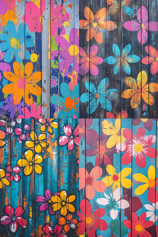 Floral Pattern Stencil - Urban-Inspired Graffiti Stencil Art for Bold Street Design Projects