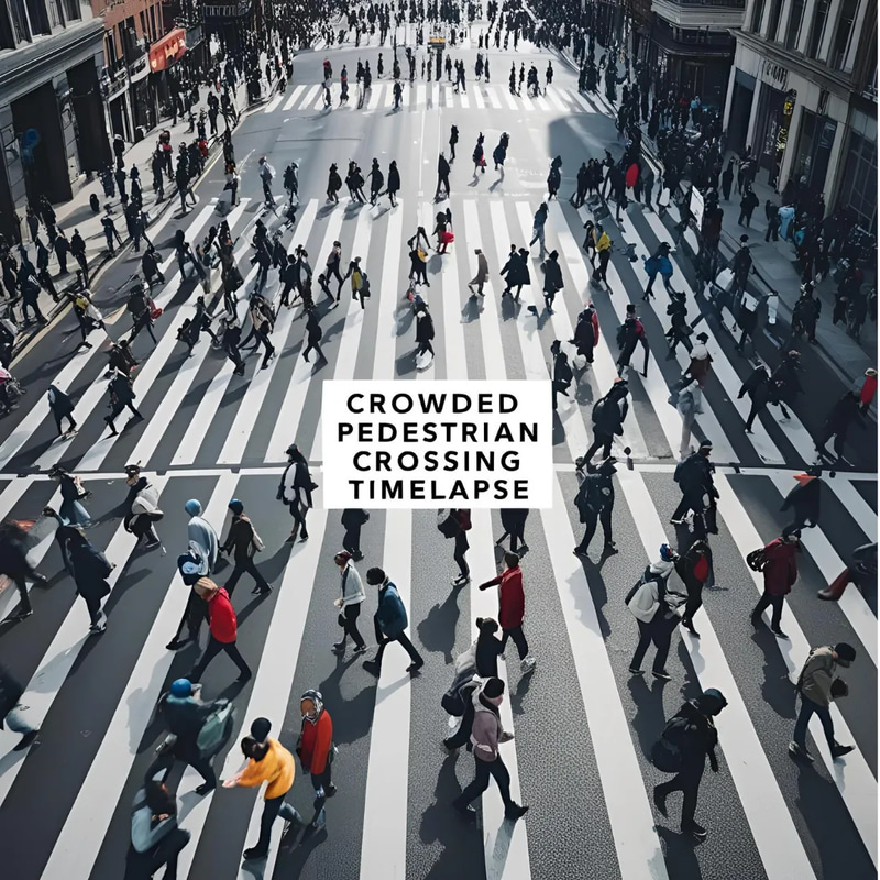 Crowded Pedestrian Crossing Timelapse - Cinematic Aerial Time-Lapse Video for Dynamic Urban Storytelling and Visual Projects
