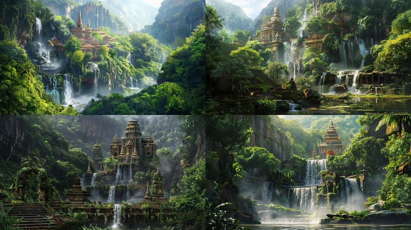 Veilfall Vale Secret Cascading Sanctuary - Immersive Digital Environmental Illustrations for Creators and Storytellers