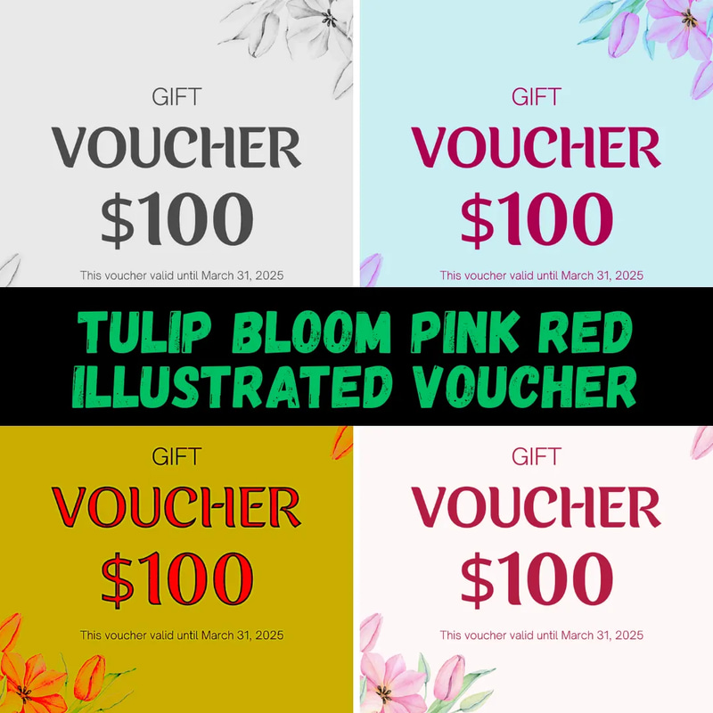 Tulip Bloom Pink Red Illustrated Voucher - Elegant Virtual Certificate Design for Professional Recognition and Celebrations