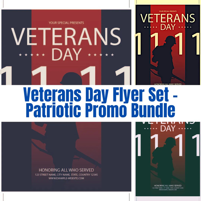 Veterans Day Flyer Set - Patriotic Promo Bundle - Professional Marketing Templates for Impactful Campaigns and Brand Promotion