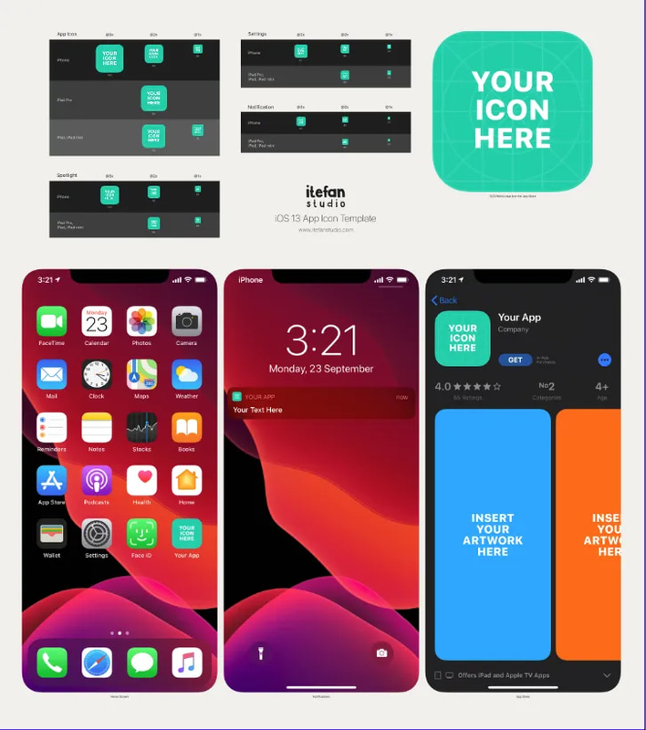iOS 13 App Icon Design Template - Sleek UXFlow Lab Kit for Modern iOS App Branding and Interface Design