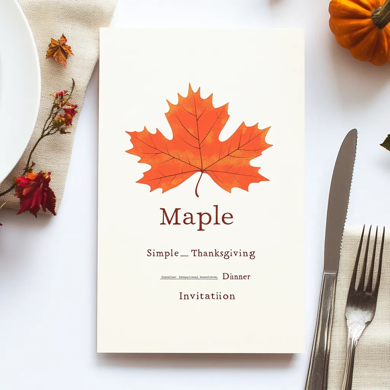 Maple Simple Thanksgiving Dinner Invitation - Elegant Harvest-Themed Invitation for Seasonal Gatherings and Festive Celebrations