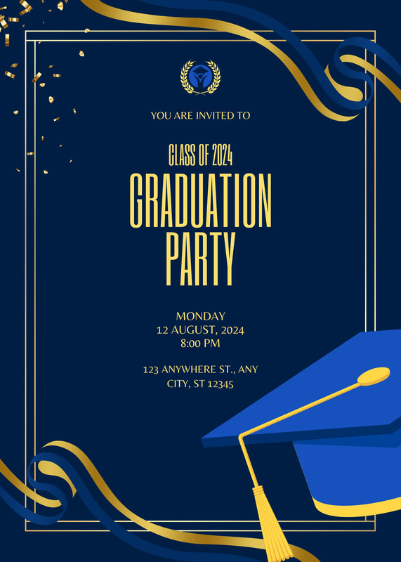 Dark Blue Gold Classy Graduation Party Invitation - Elegant Invitation Template for Graduation Celebrations and Formal Events