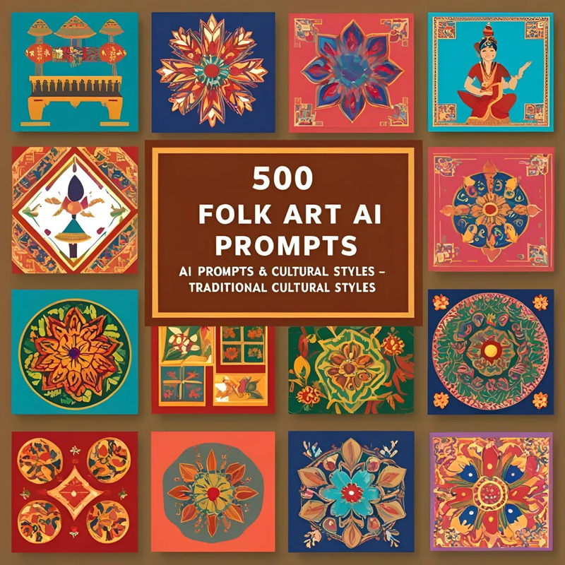 500 Folk Art AI Prompts - Traditional Cultural Styles - Creative AI-Powered Folk Art Inspiration for Artists and Designers